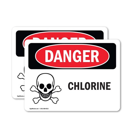 Signmission Chlorine Danger Sign, Vinyl Decal, 7in W x 5in L, 2PK OS-2PACK-DS-D-57-L-1065